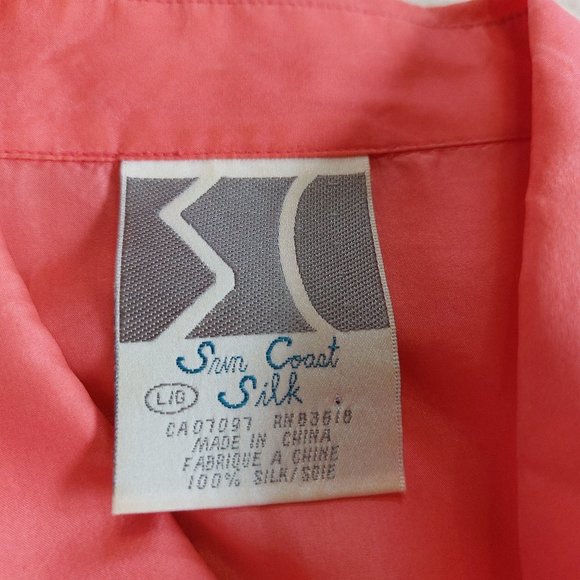 Vintage Sun Coast 100% Silk Women's Red Blouse Shirt Size L - Picture 7 of 12
